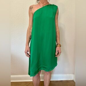 Chic One-Shoulder Green Dress